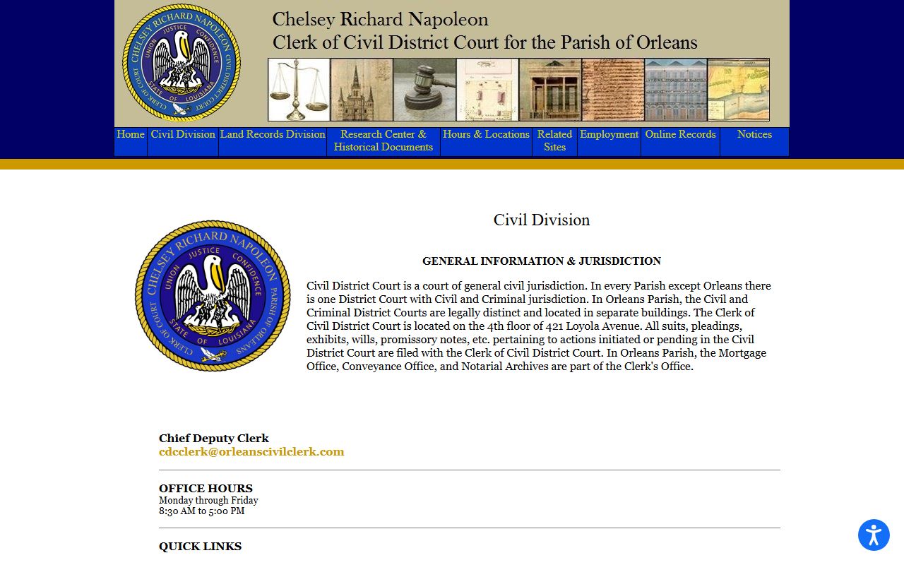 Orleans Parish court dockets Civil Division filing and jurisdiction
