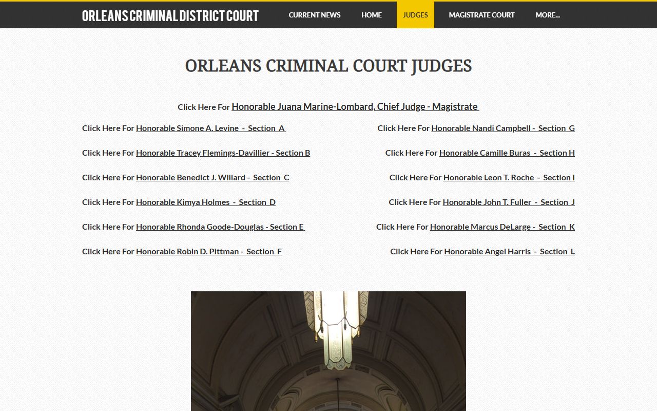 Orleans Parish court dockets Criminal District Court judges and sections