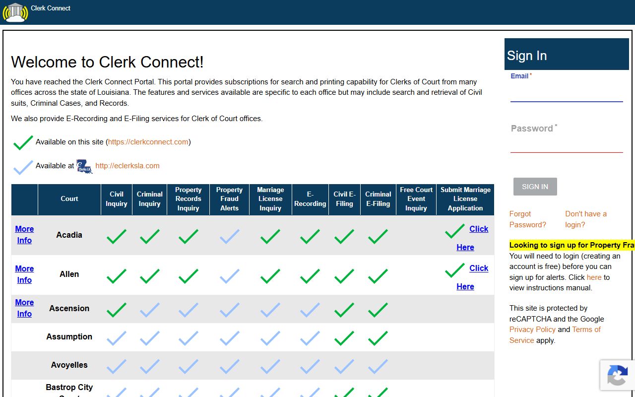 Orleans Parish court records Clerk Connect subscription portal