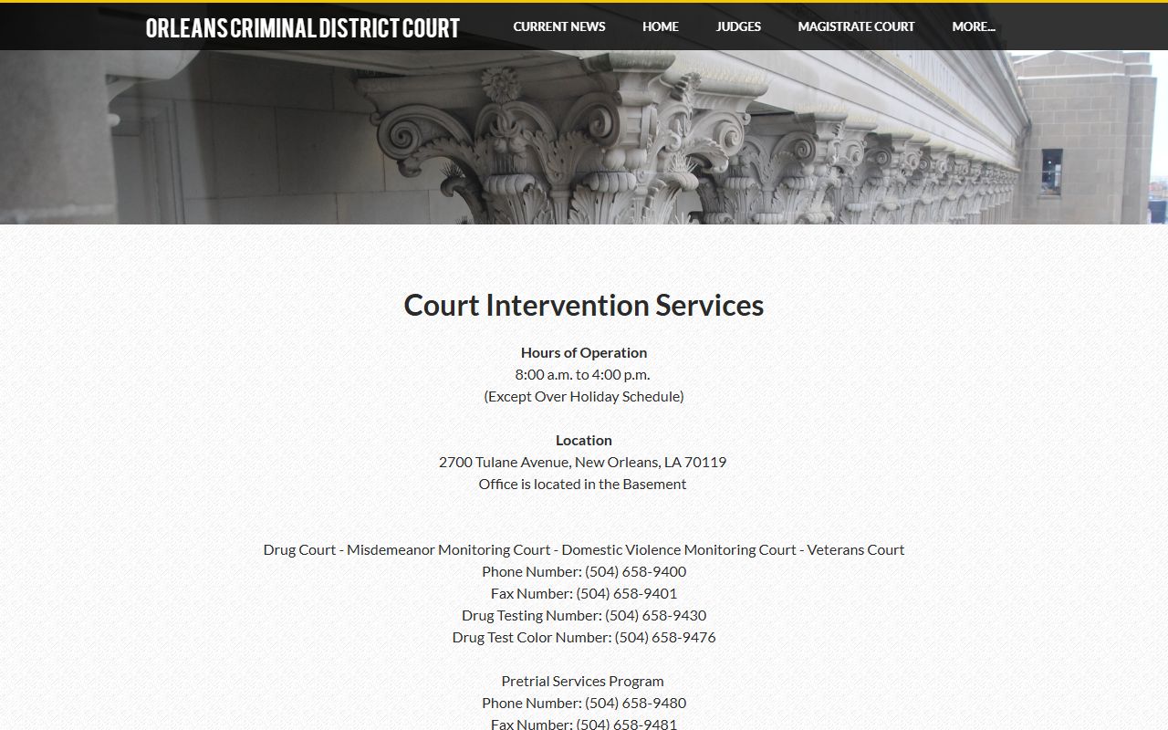 Orleans Parish criminal court records court intervention and specialty programs