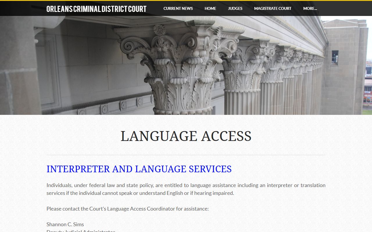 Orleans Parish criminal court records Criminal District Court language access