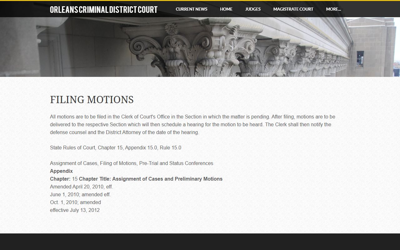Orleans Parish criminal court records criminal motion filing procedure