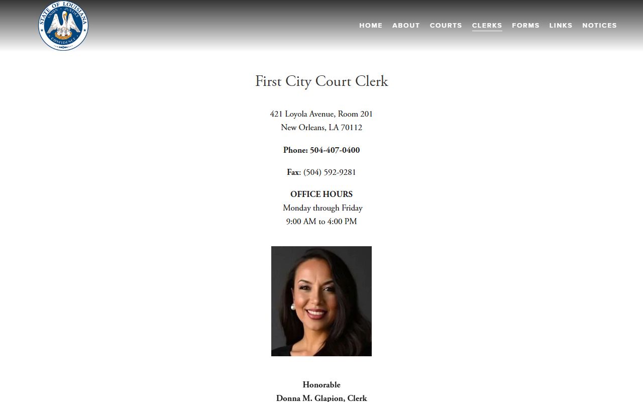 Orleans Parish district court First City Court clerk records