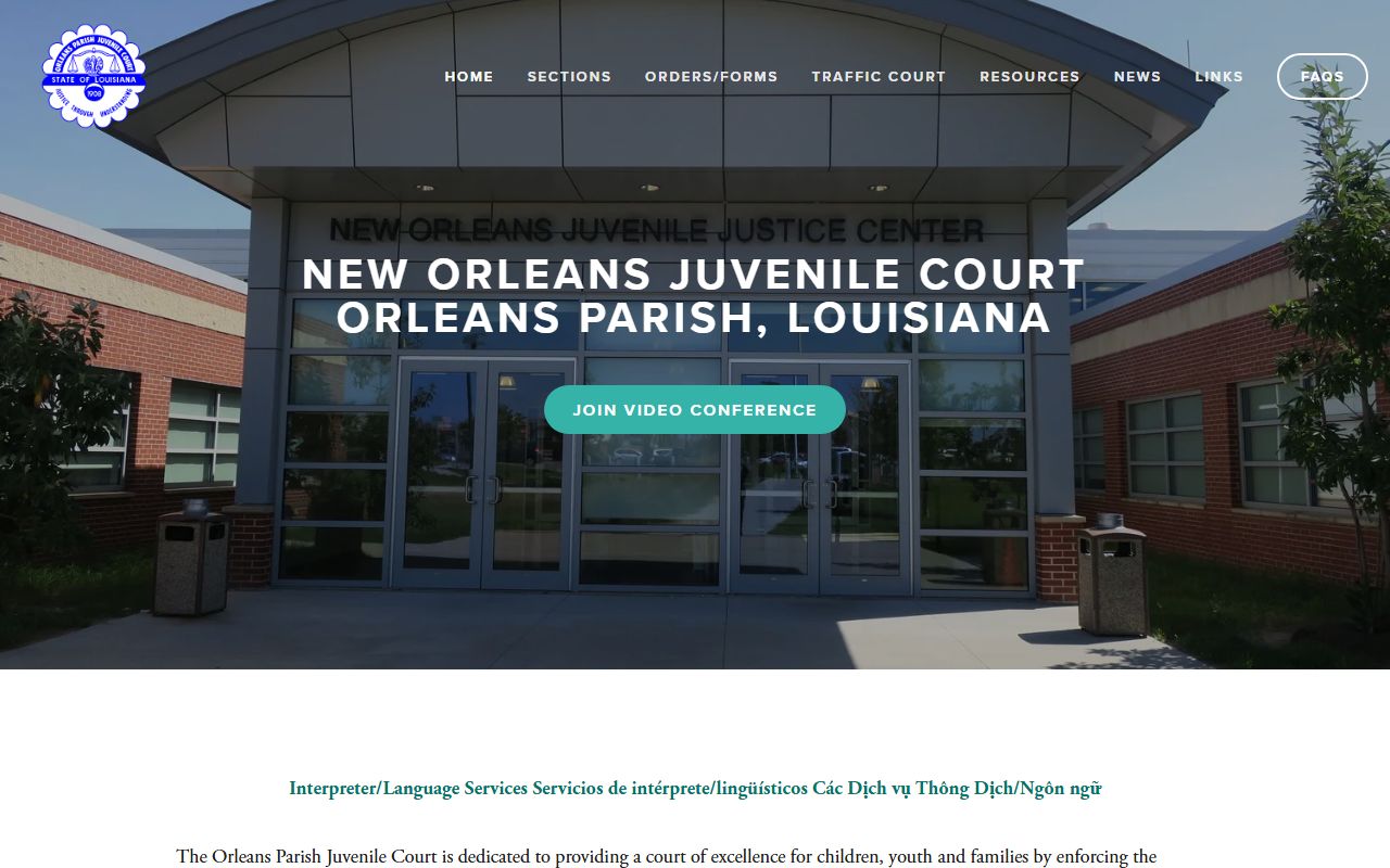 Orleans Parish Juvenile Court home page