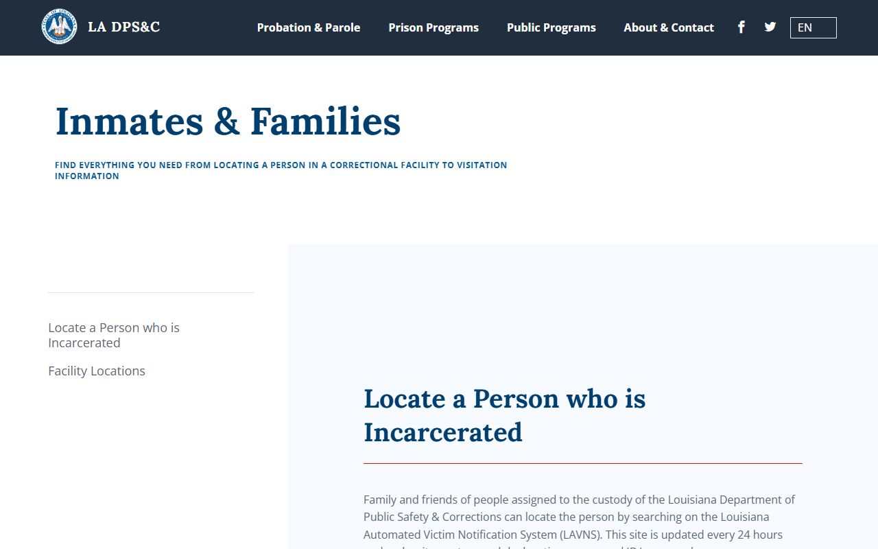 Orleans Parish inmate records Louisiana DPSC offender information