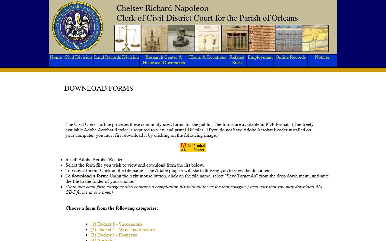 Orleans Parish probate records Civil District Court succession forms