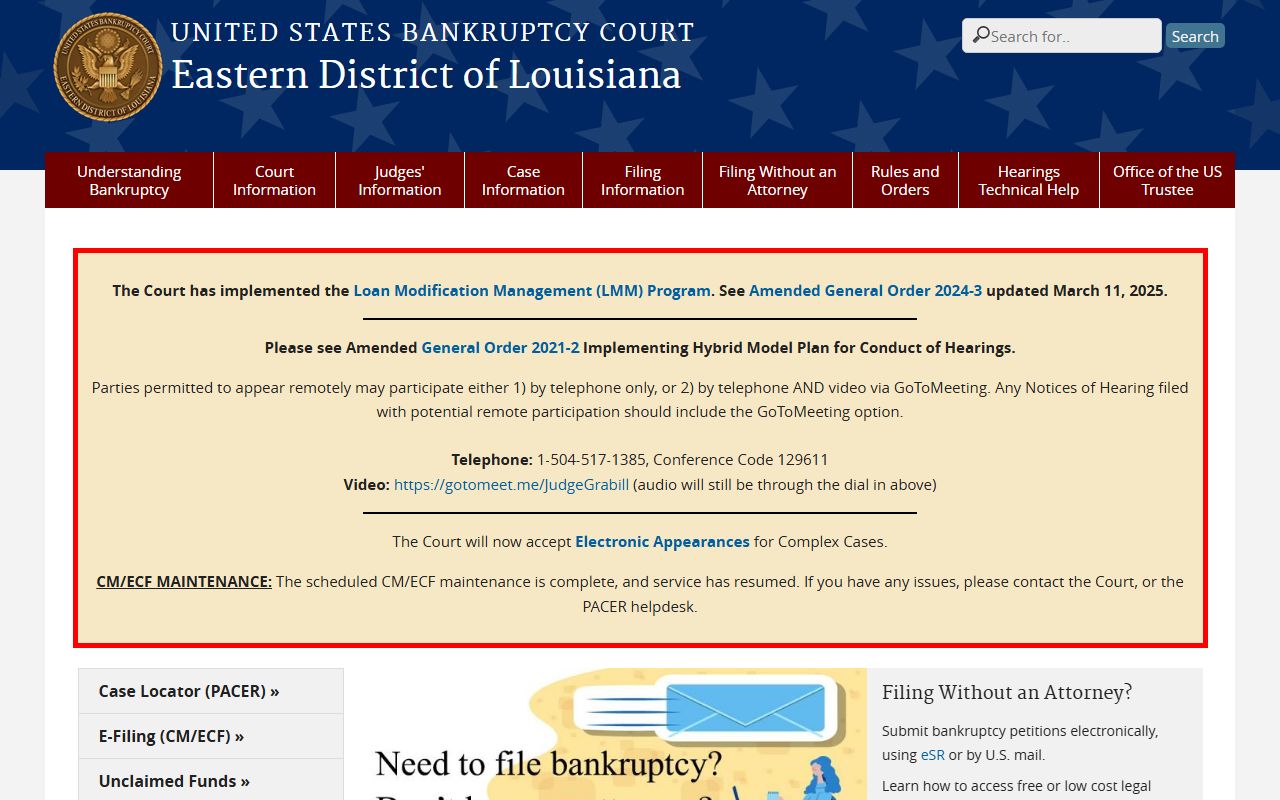 Orleans Parish probate records Eastern District bankruptcy court