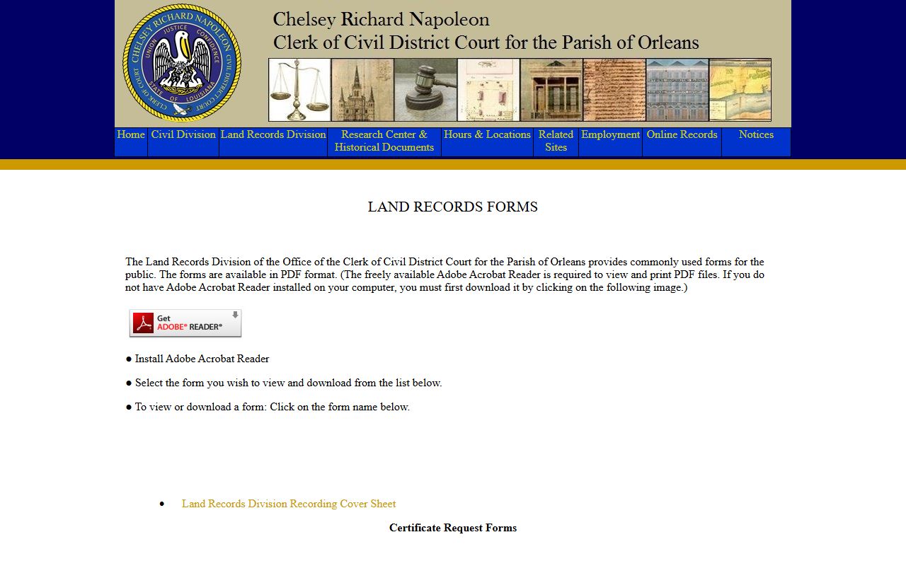 Orleans Parish probate records land records forms