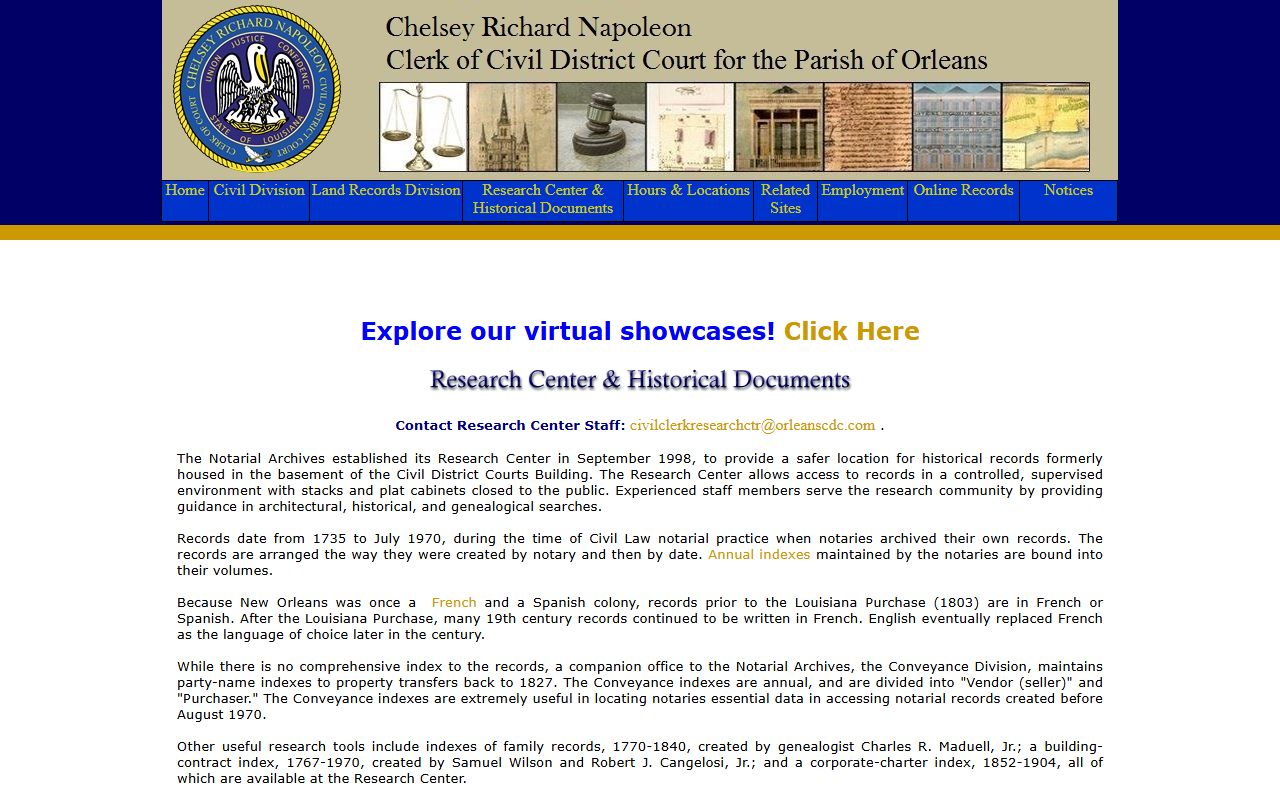 Orleans Parish probate records Research Center and Notarial Archives