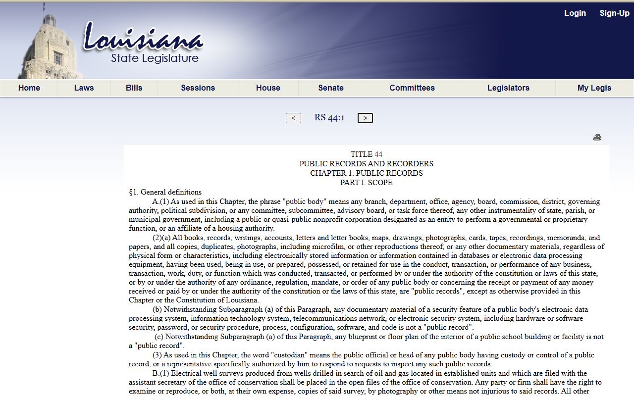 Orleans Parish warrant records Louisiana public records law source