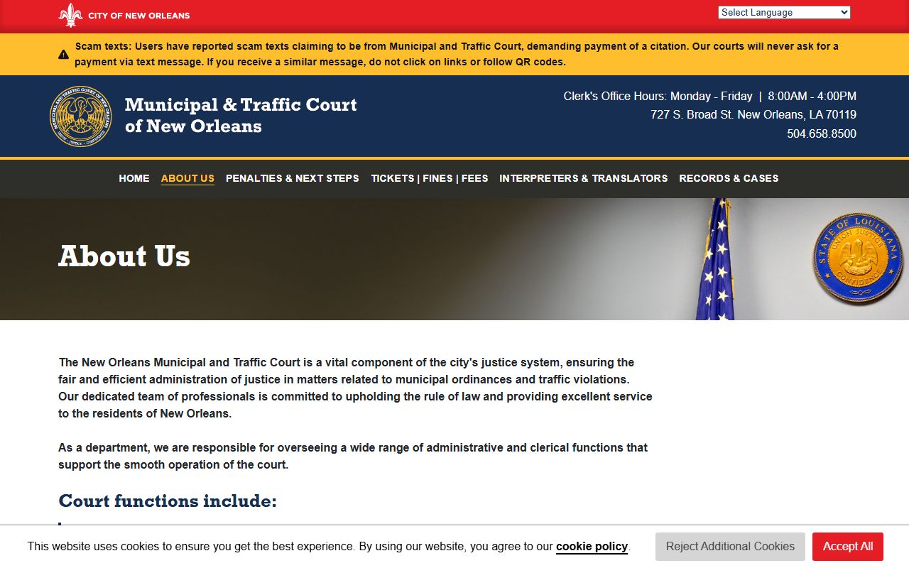 Orleans Parish warrant records Municipal and Traffic Court contact source
