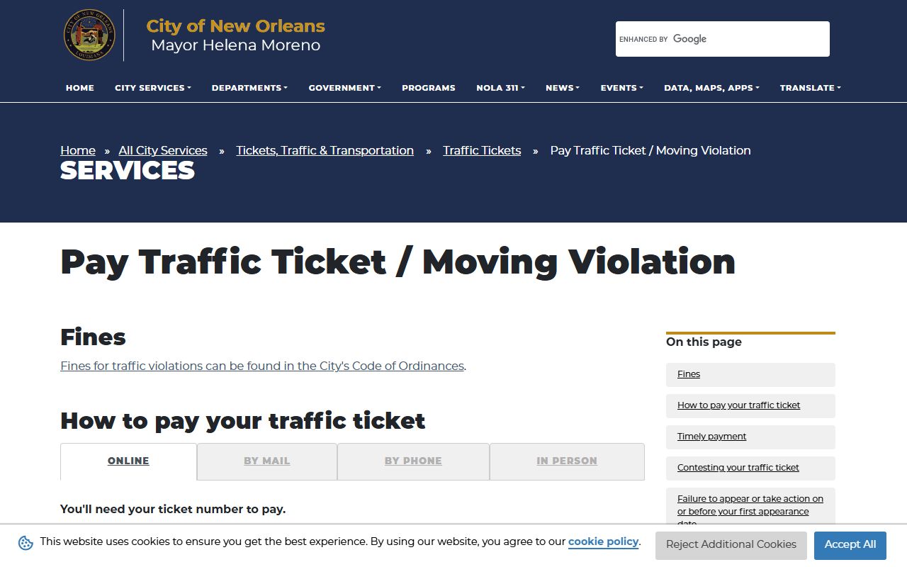 Orleans Parish warrant records traffic ticket attachment warning